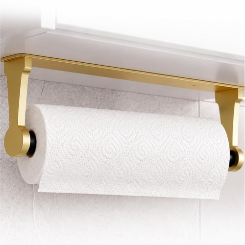 Gold towel holder under - towel,